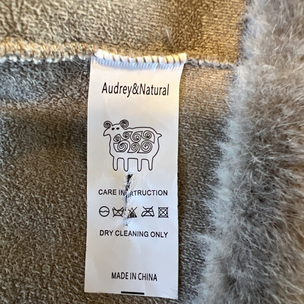 Grey Faux Fur Ribbed Half Zip Hoodie Pullover Jacket Silver Gray Plush Coat - Picture 9 of 10